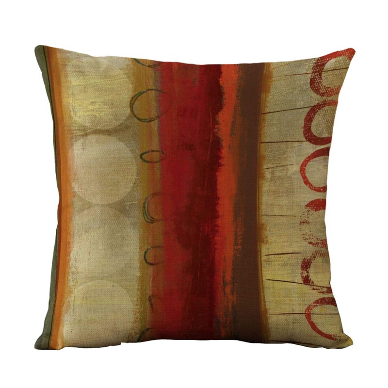 WOMHOPE Set of 4 Retro Throw Pillow Covers Oil Painting Burlap Toss Decoration Pillow Cases Square Cushion Cases 18 x 18 Inch for Living Room,Couch and Bed (Brick red) - Image 4